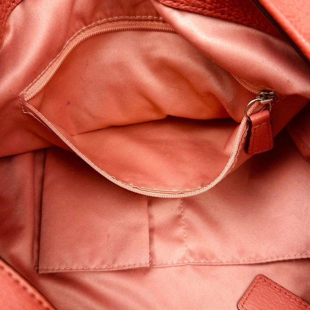 COACH Avery Coral Leather Large Hobo Shoulder Bag Tassel Purse F23309 Sienna